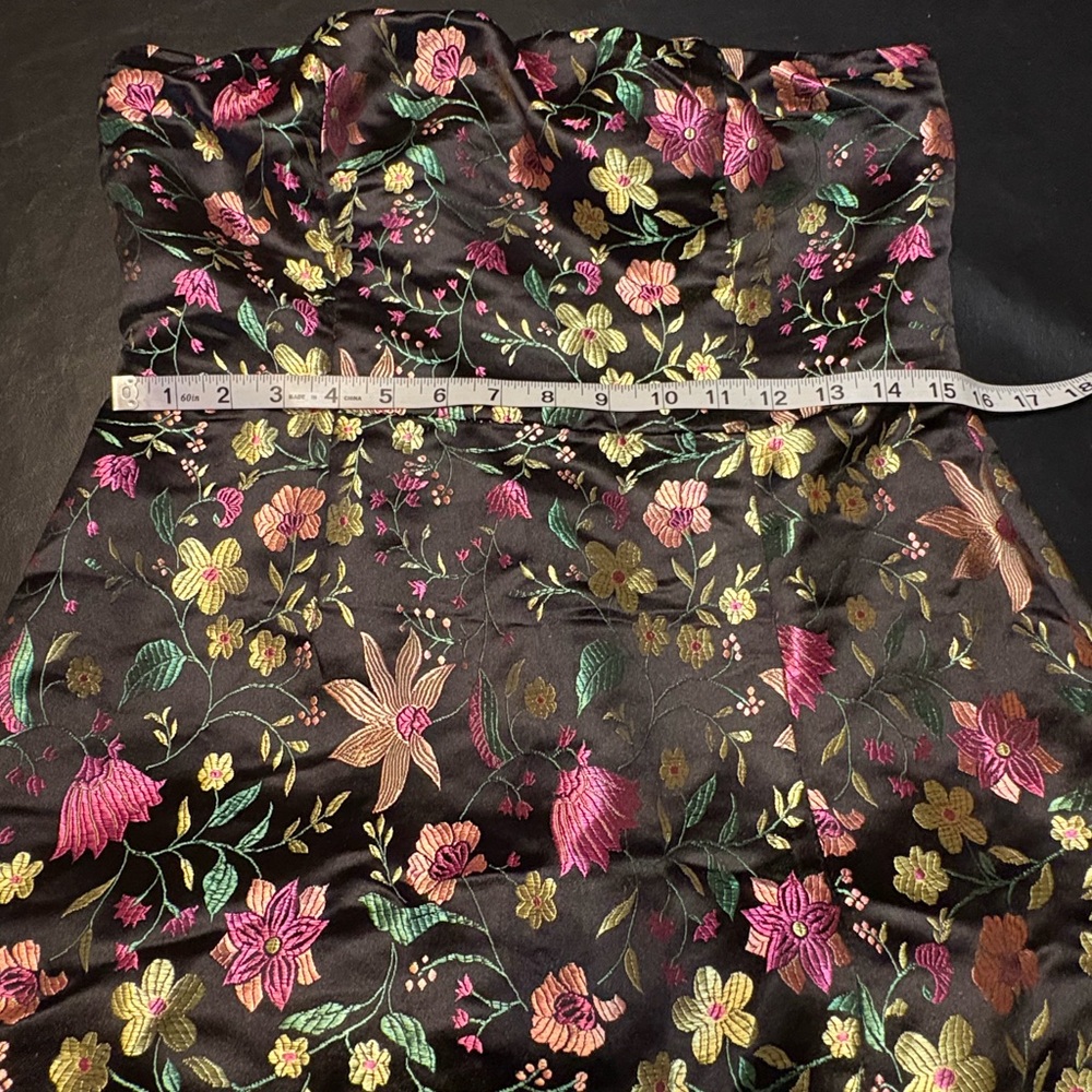 Lulu's Black Strapless Floral Midi Dress with Pink & Green Flowers - Picture 13 of 16